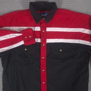 VINTAGE Wrangler Shirt Mens Large Striped Pearl Snap Western Outdoor Twill Y2K